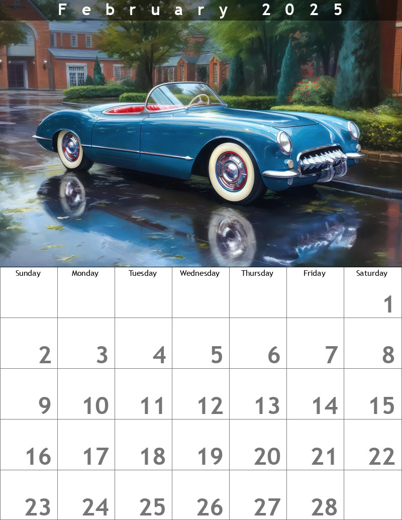 Hot Rod Calendar February 2025