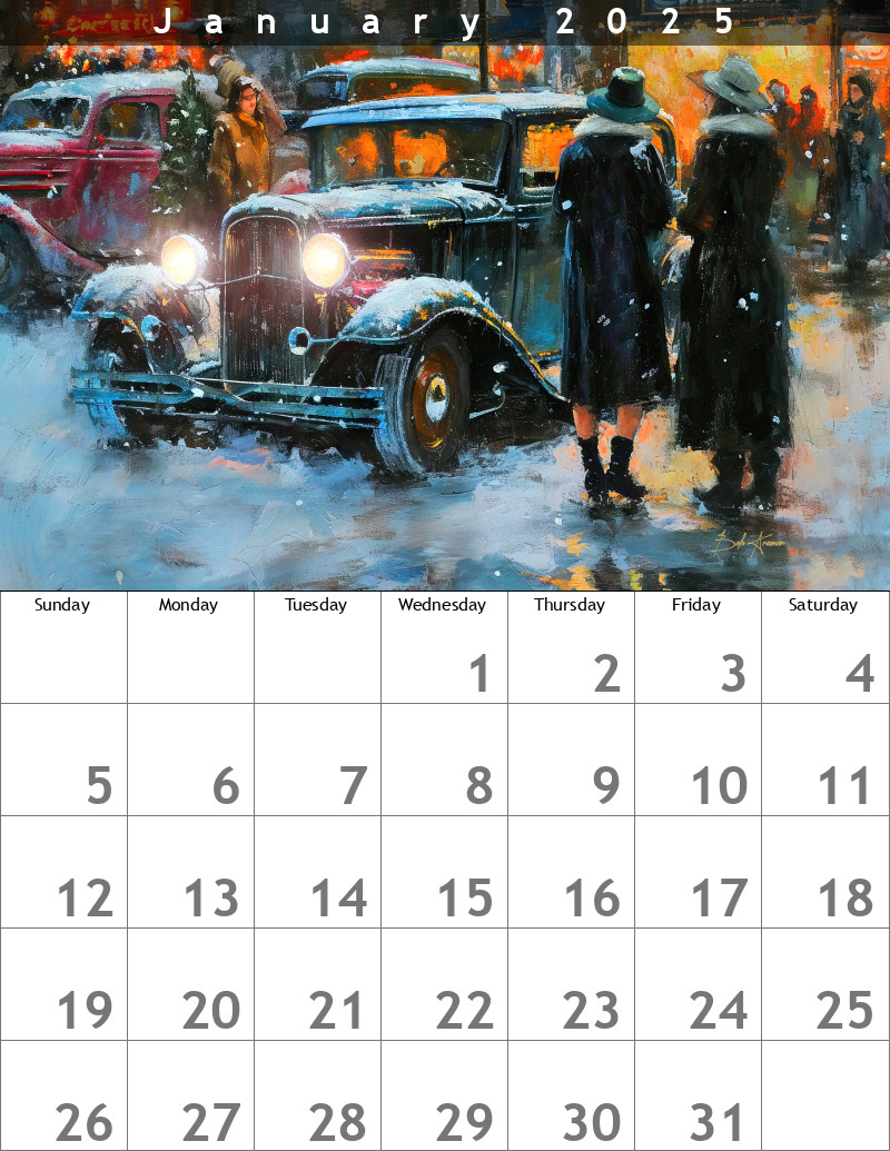 Hot Rod Calendar January 2025