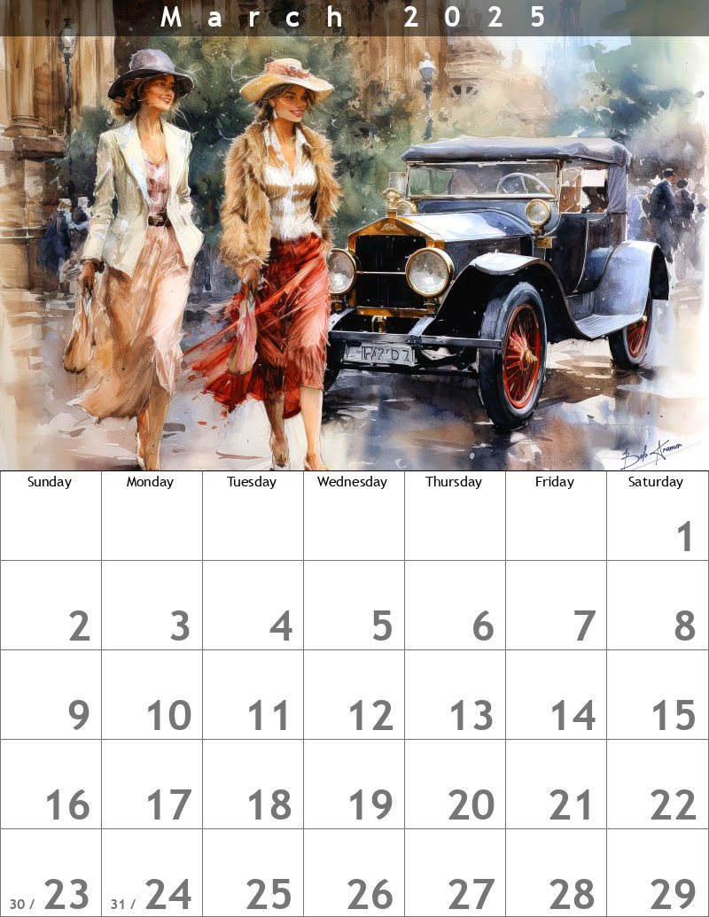 Hot Rod Calendar March 2025